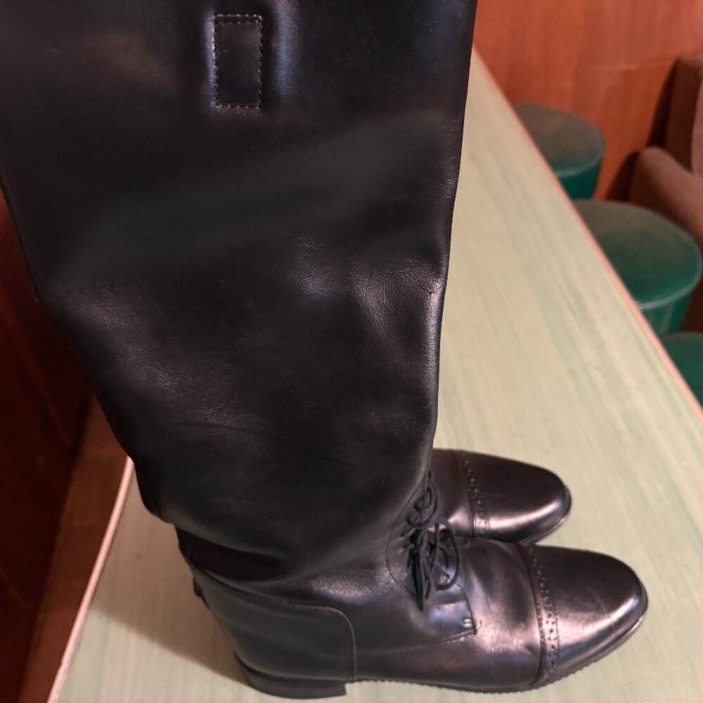 NWOT Womens Amazonas Cavalier Equestrian Black Leather Tall Boots 9.5 W 855820